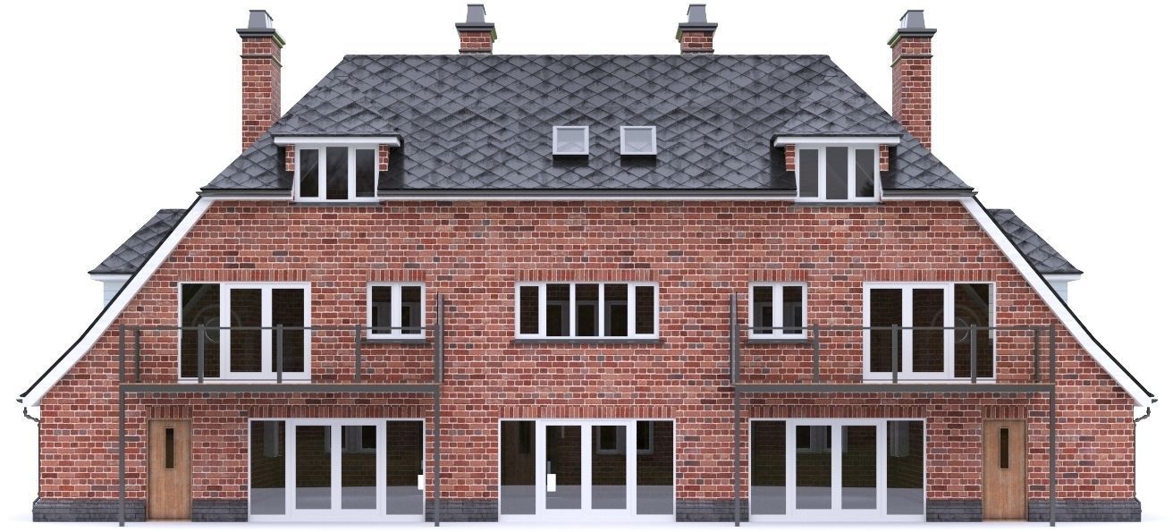 English Brick House 03 Low-poly 3D model_5