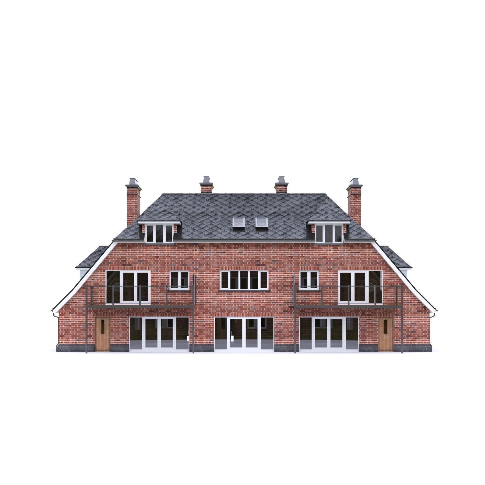 English Brick House 03 Low-poly 3D model_8