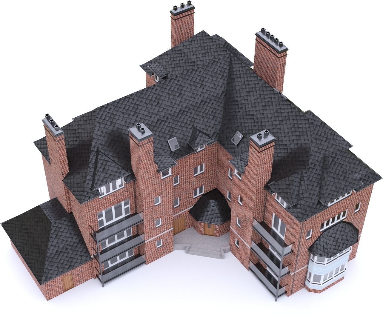 English Brick House 01 Low-poly 3D model_15