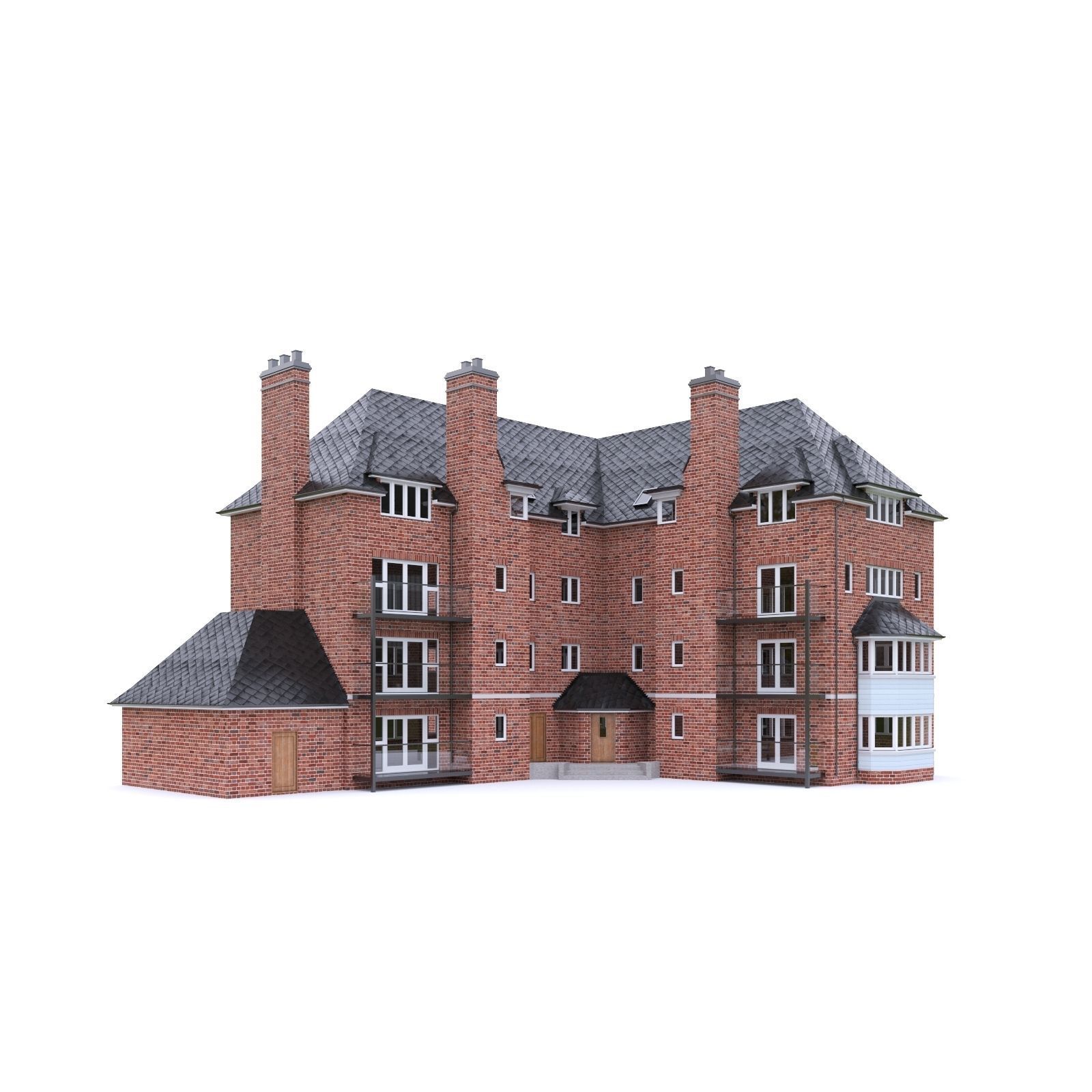 English Brick House 01 Low-poly 3D model_1