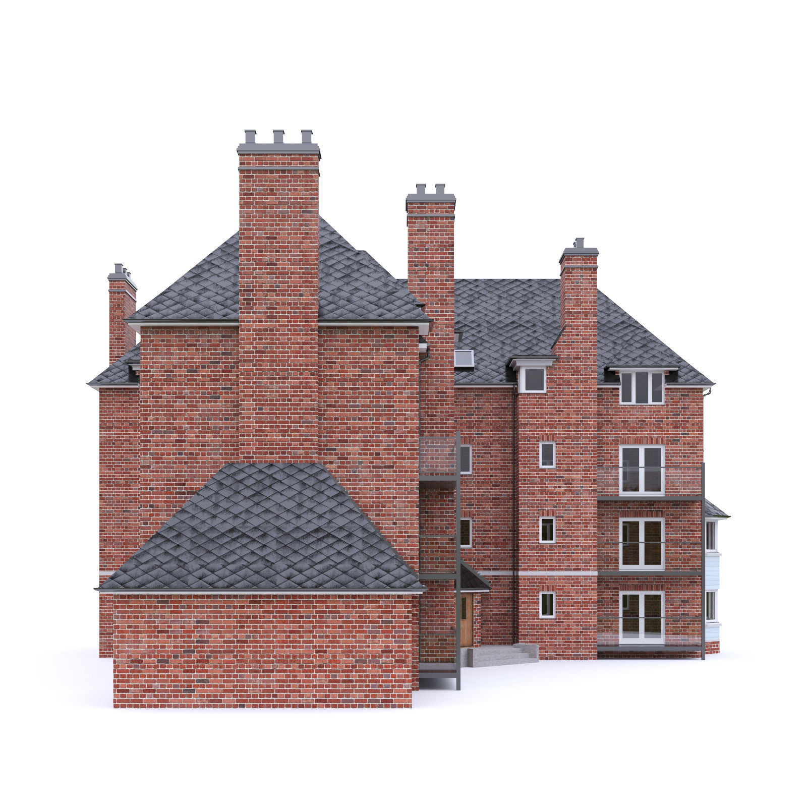 English Brick House 01 Low-poly 3D model_7