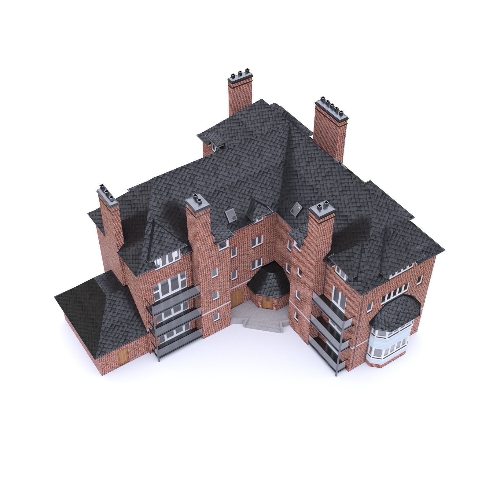 English Brick House 01 Low-poly 3D model_8
