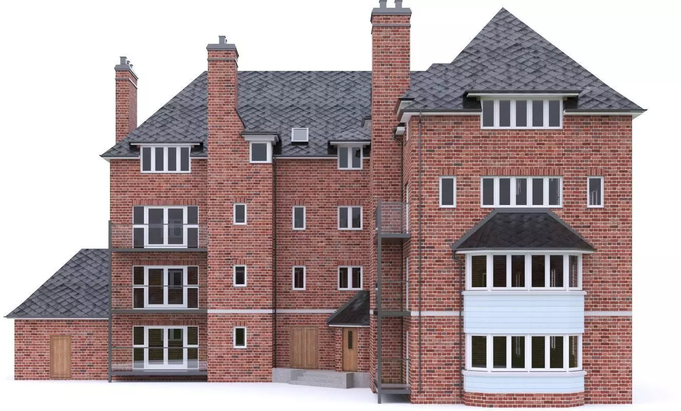 English Brick House 01 Low-poly 3D model_0