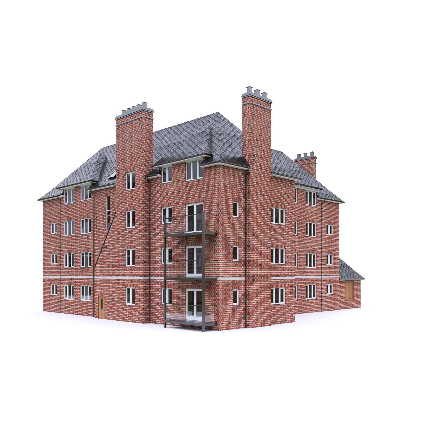 English Brick House 01 Low-poly 3D model_4
