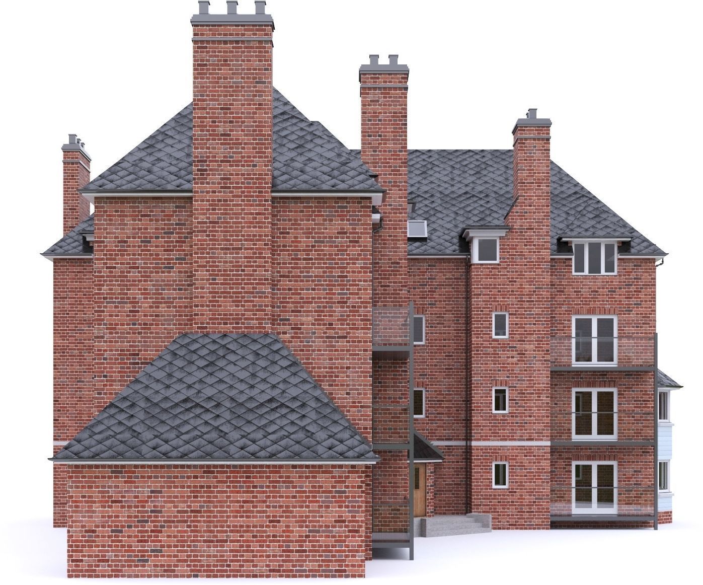 English Brick House 01 Low-poly 3D model_14