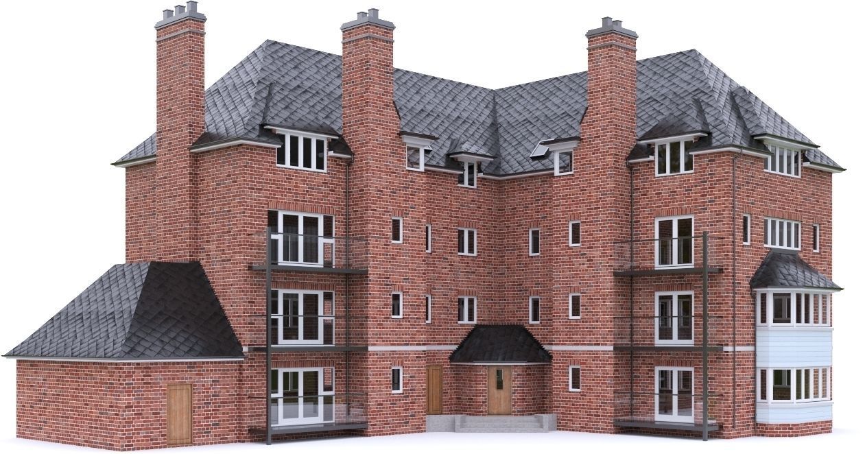 English Brick House 01 Low-poly 3D model_9