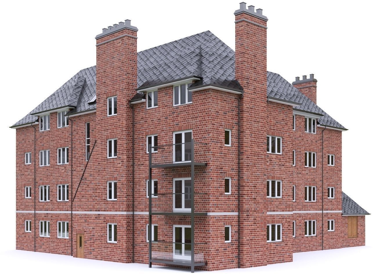 English Brick House 01 Low-poly 3D model_11