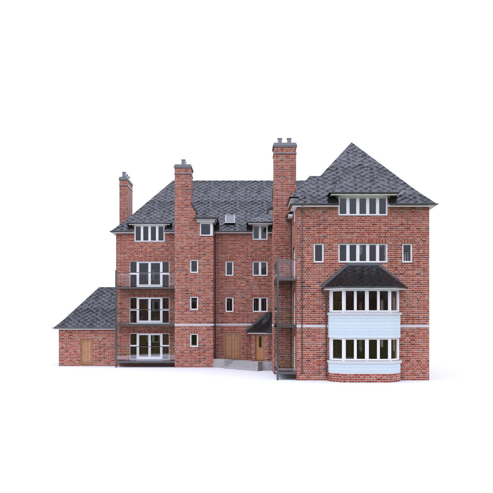 English Brick House 01 Low-poly 3D model_2