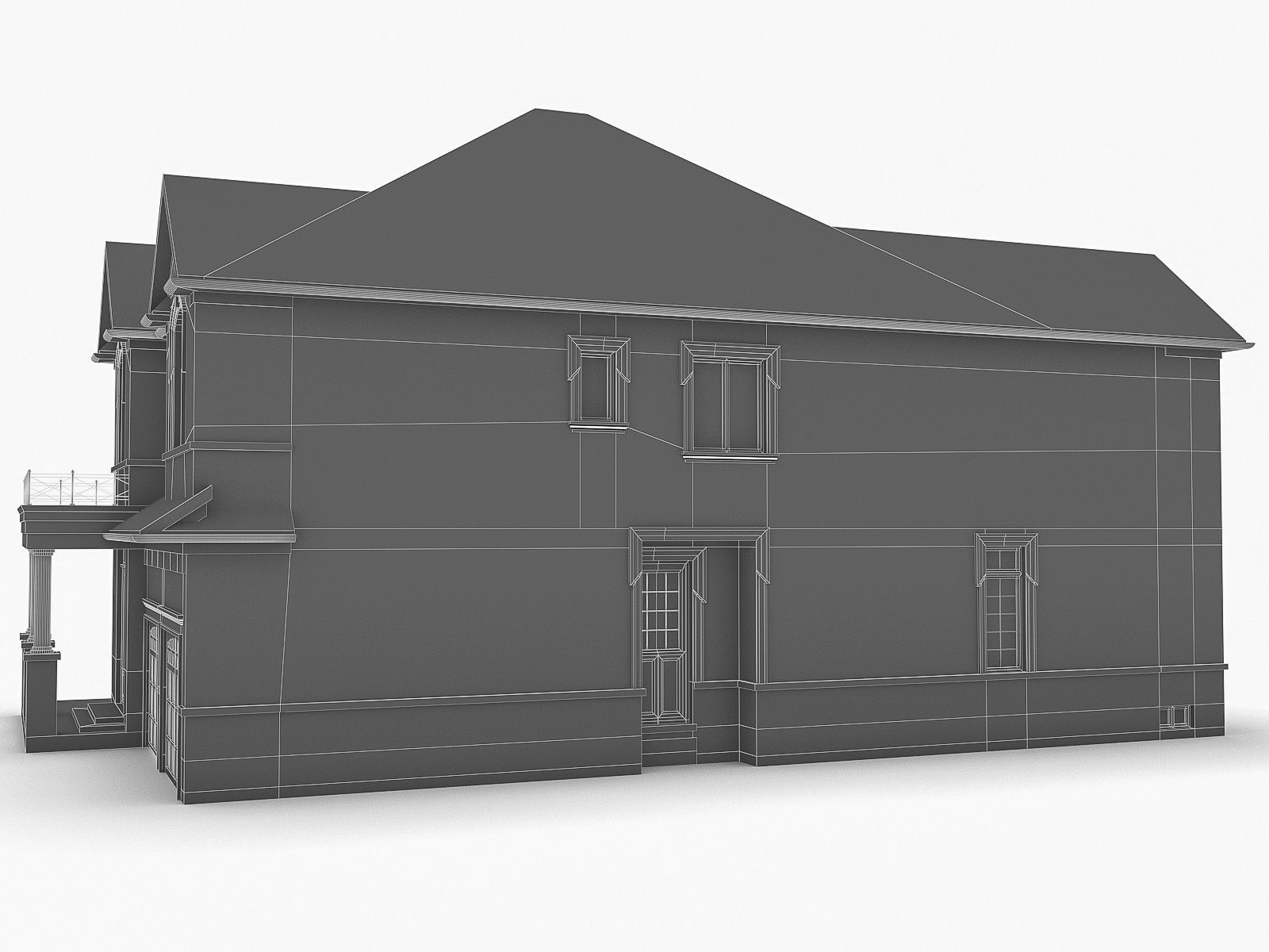 Cottage House 12  Low-poly 3D model_2