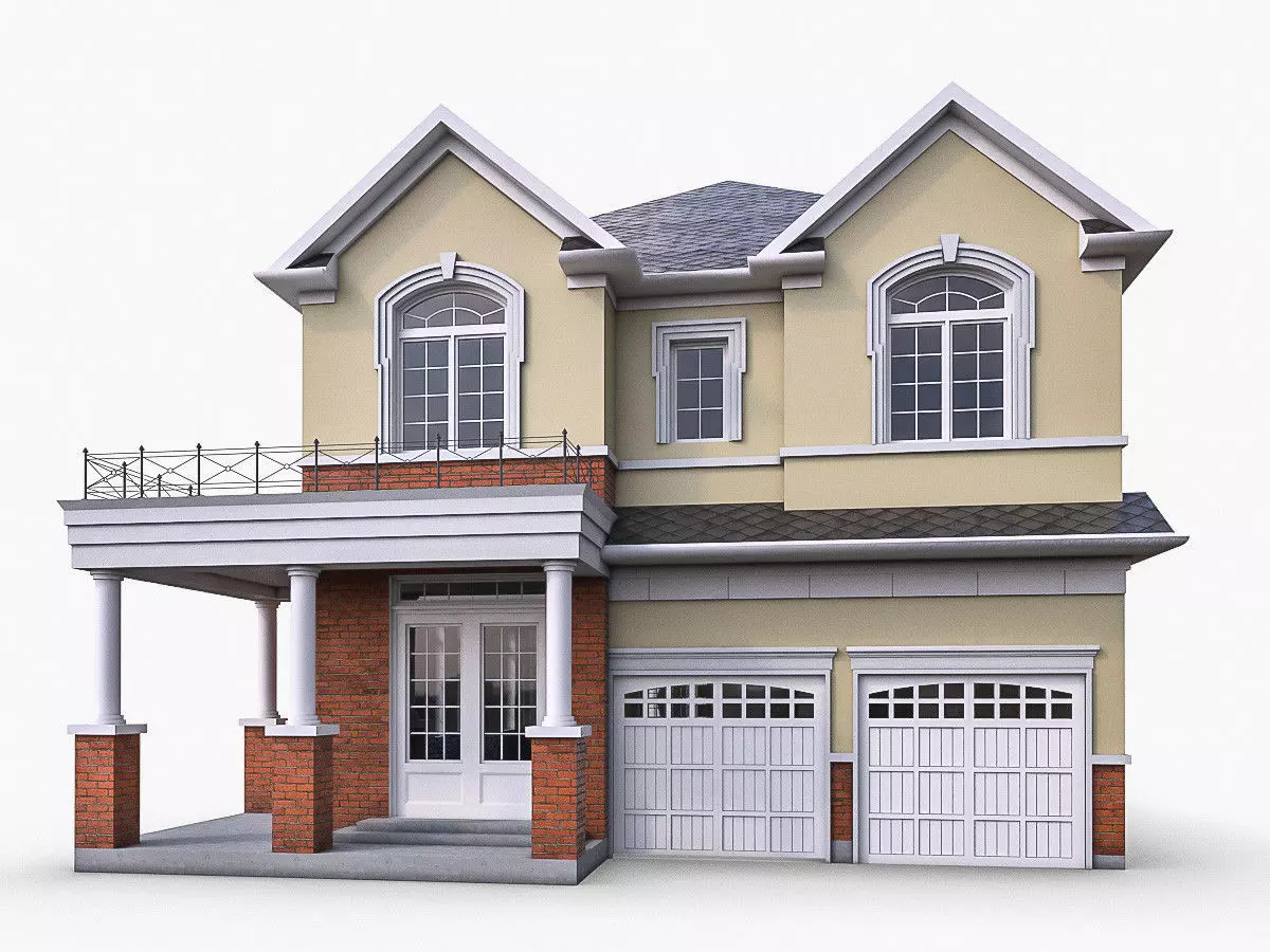 Cottage House 12  Low-poly 3D model_0