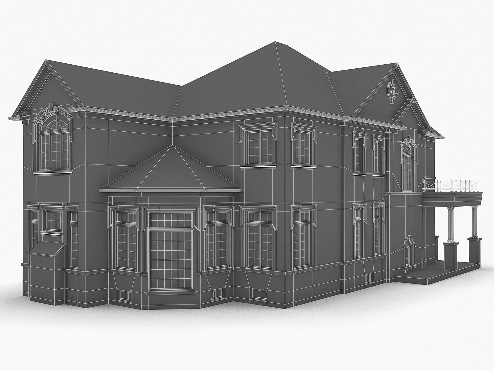 Cottage House 12  Low-poly 3D model_3