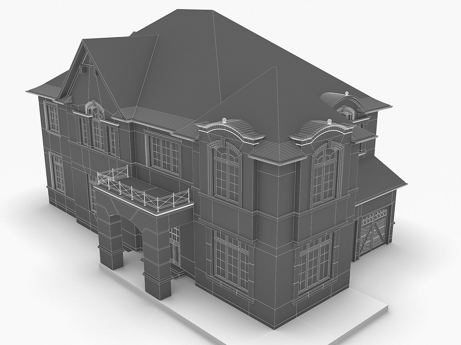 Cottage House 10  Low-poly 3D model_4