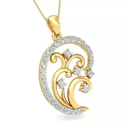 Women pendant-earrings set 3dm stl render detail