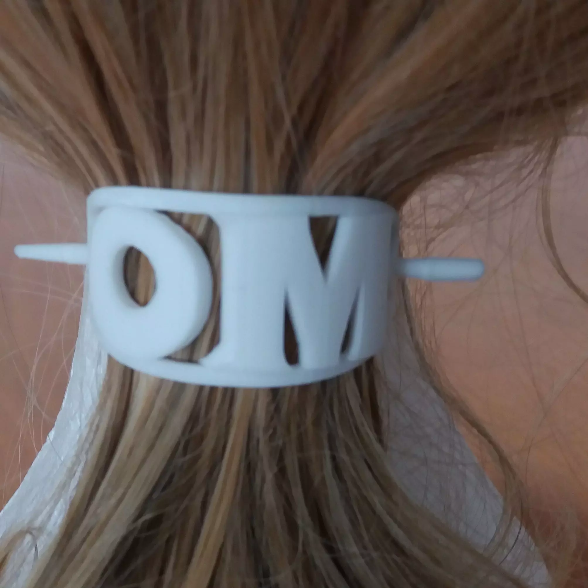 OM Personalized Oval Hair Stick Barrete 54x30mm 3D print model
