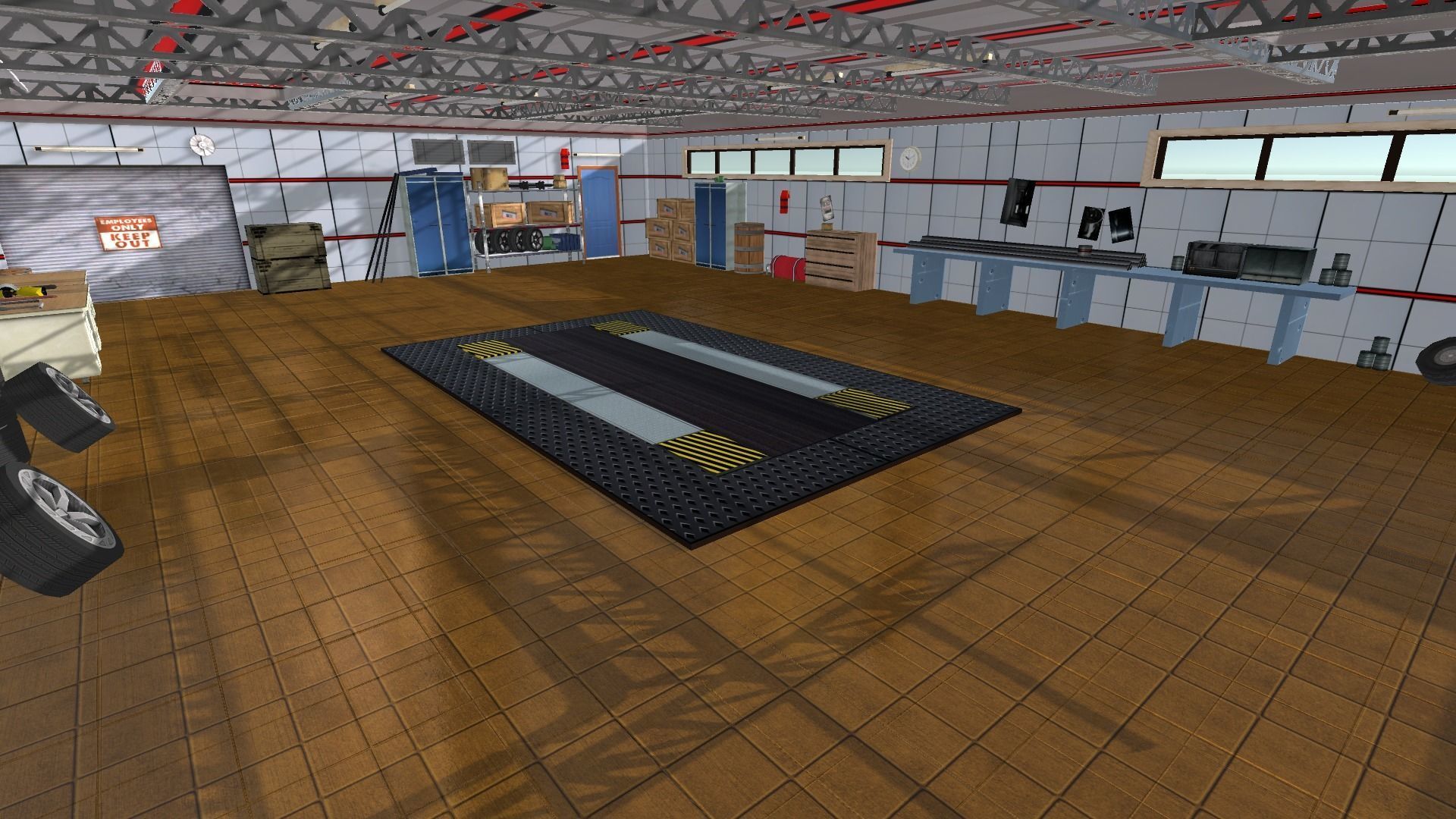 Garage interior of Low-poly 3D model_1