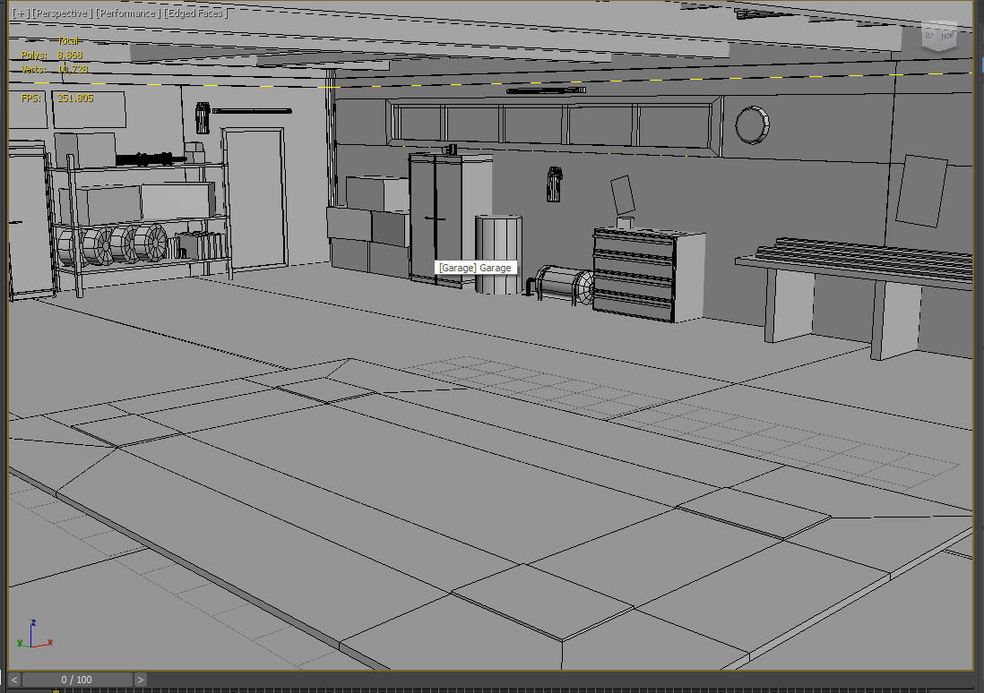 Garage interior of Low-poly 3D model_6