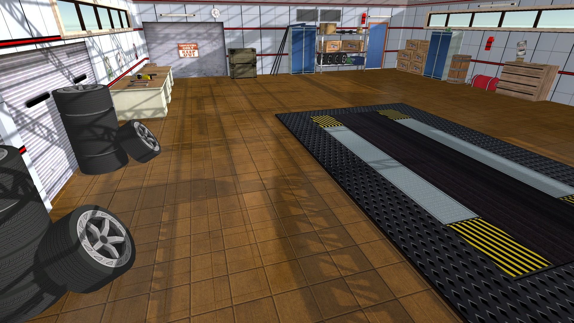 Garage interior of Low-poly 3D model_4