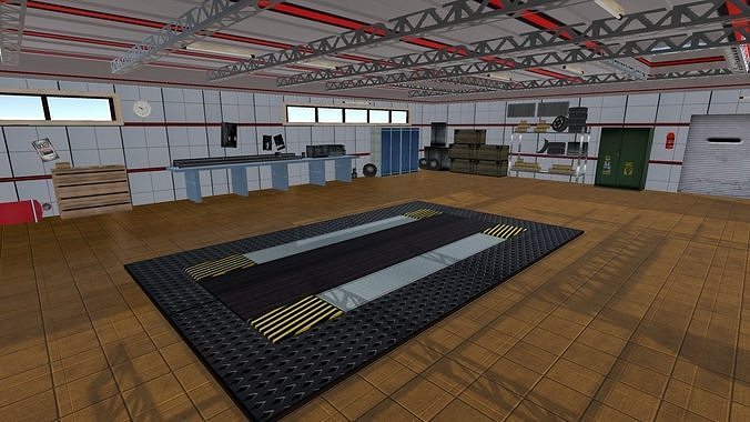 Garage interior of Low-poly 3D model