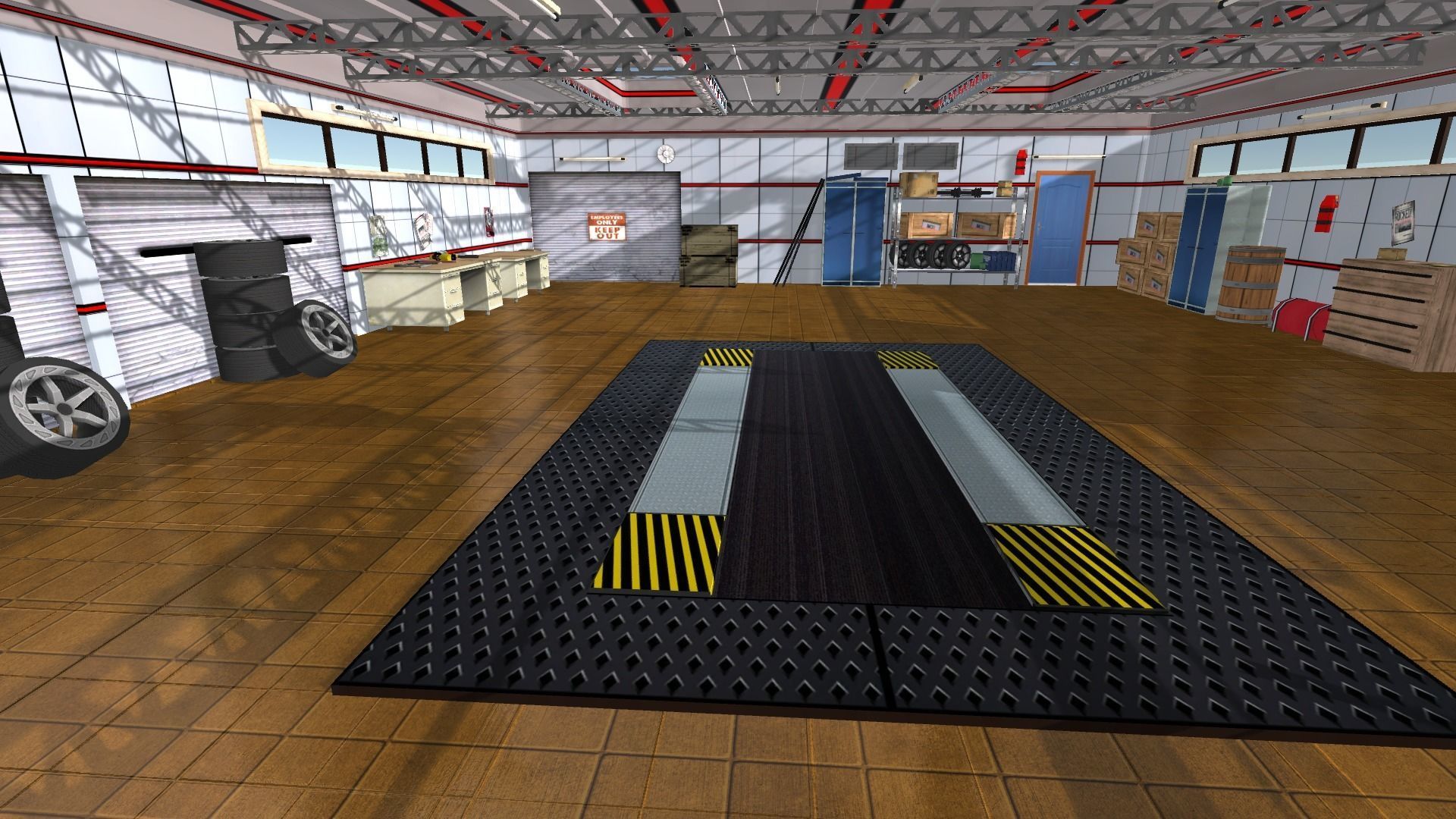 Garage interior of Low-poly 3D model_3