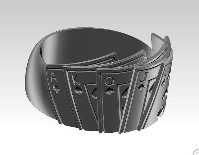 Poker Star Playing cards sport casino gambling king ring 3D print model
