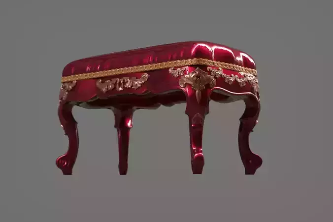 Footstool gold stool 3D model