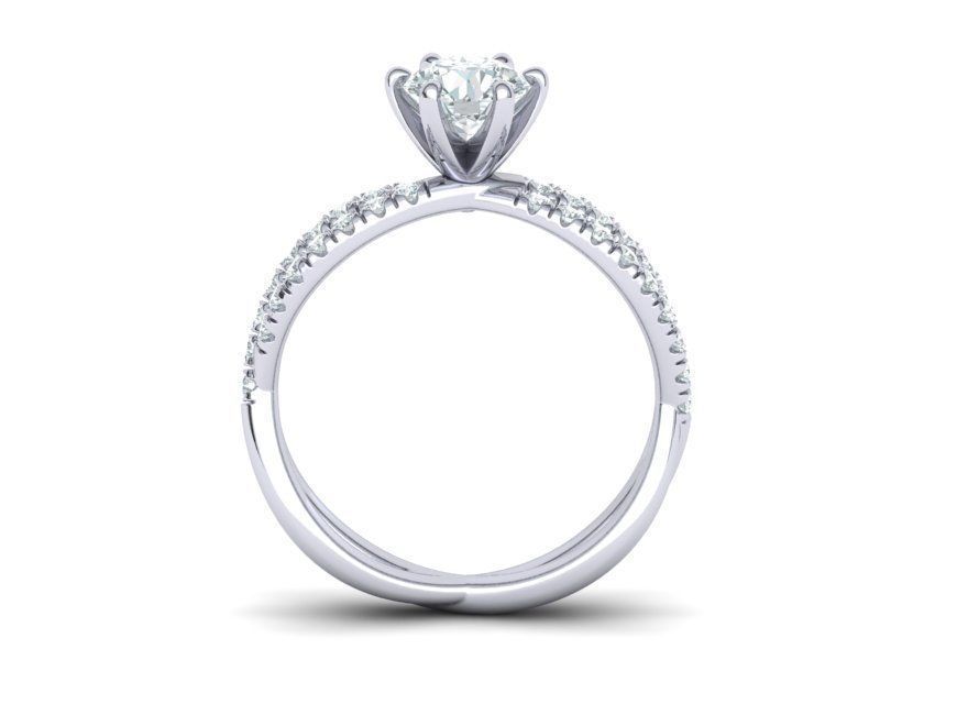 Gorgeous rope style twisted engagement ring  6claws 3dmodel 3D print model_8