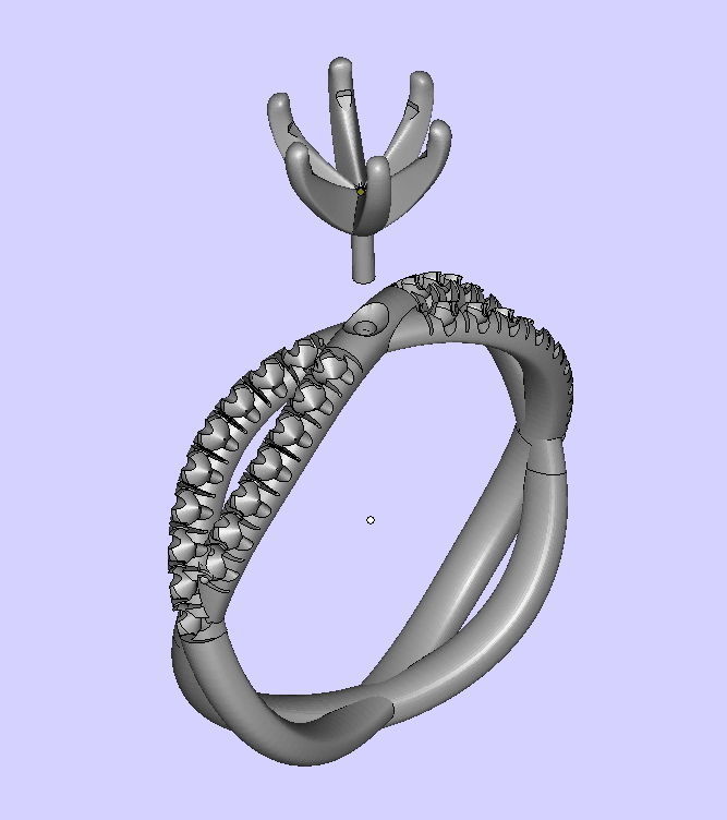 Gorgeous rope style twisted engagement ring  6claws 3dmodel 3D print model_11