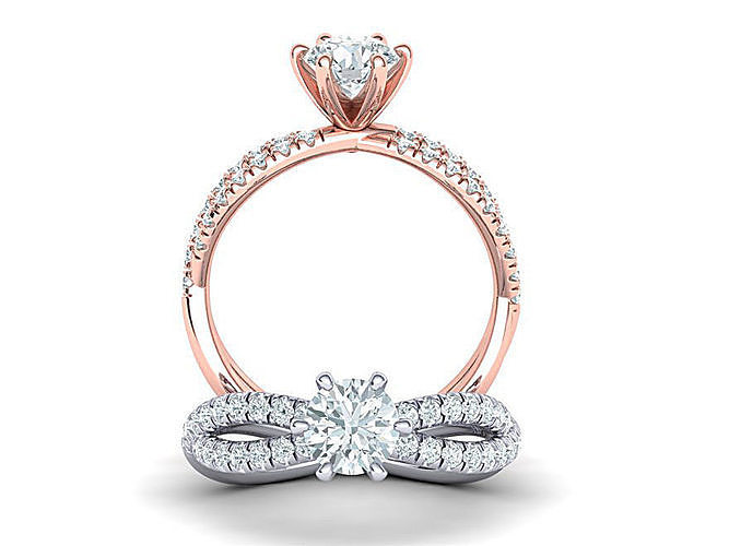 Gorgeous rope style twisted engagement ring  6claws 3dmodel 3D print model