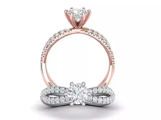 Gorgeous rope style twisted engagement ring  6claws 3dmodel 3D print model
