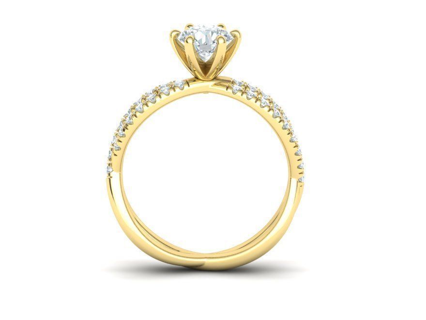 Gorgeous rope style twisted engagement ring  6claws 3dmodel 3D print model_6