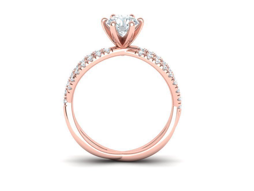 Gorgeous rope style twisted engagement ring  6claws 3dmodel 3D print model_7
