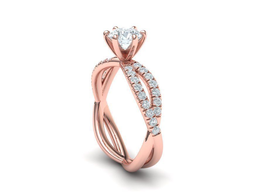 Gorgeous rope style twisted engagement ring  6claws 3dmodel 3D print model_13