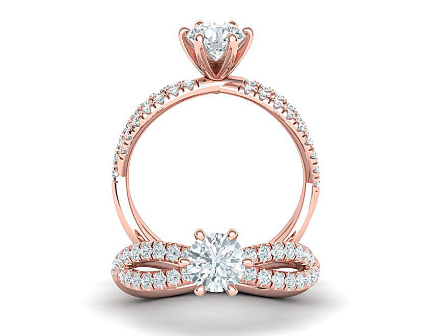 Gorgeous rope style twisted engagement ring  6claws 3dmodel 3D print model_2