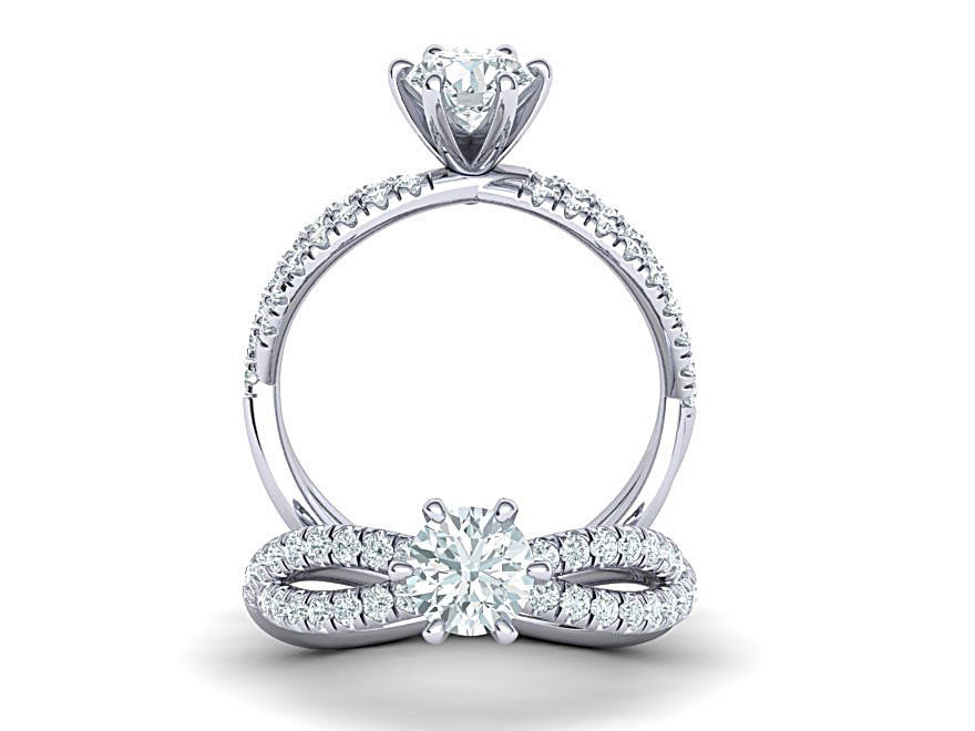 Gorgeous rope style twisted engagement ring  6claws 3dmodel 3D print model_4