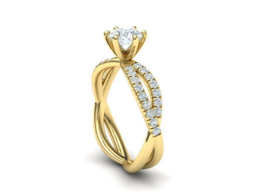 Gorgeous rope style twisted engagement ring  6claws 3dmodel 3D print model_14