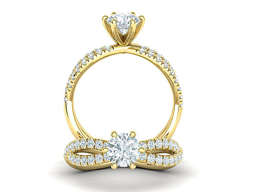 Gorgeous rope style twisted engagement ring  6claws 3dmodel 3D print model_3