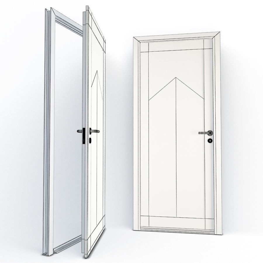 Metallic Door Mon Cabanon and Doorknob 3D model_2