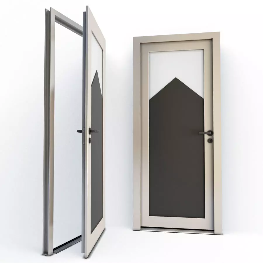 Metallic Door Mon Cabanon and Doorknob 3D model_0