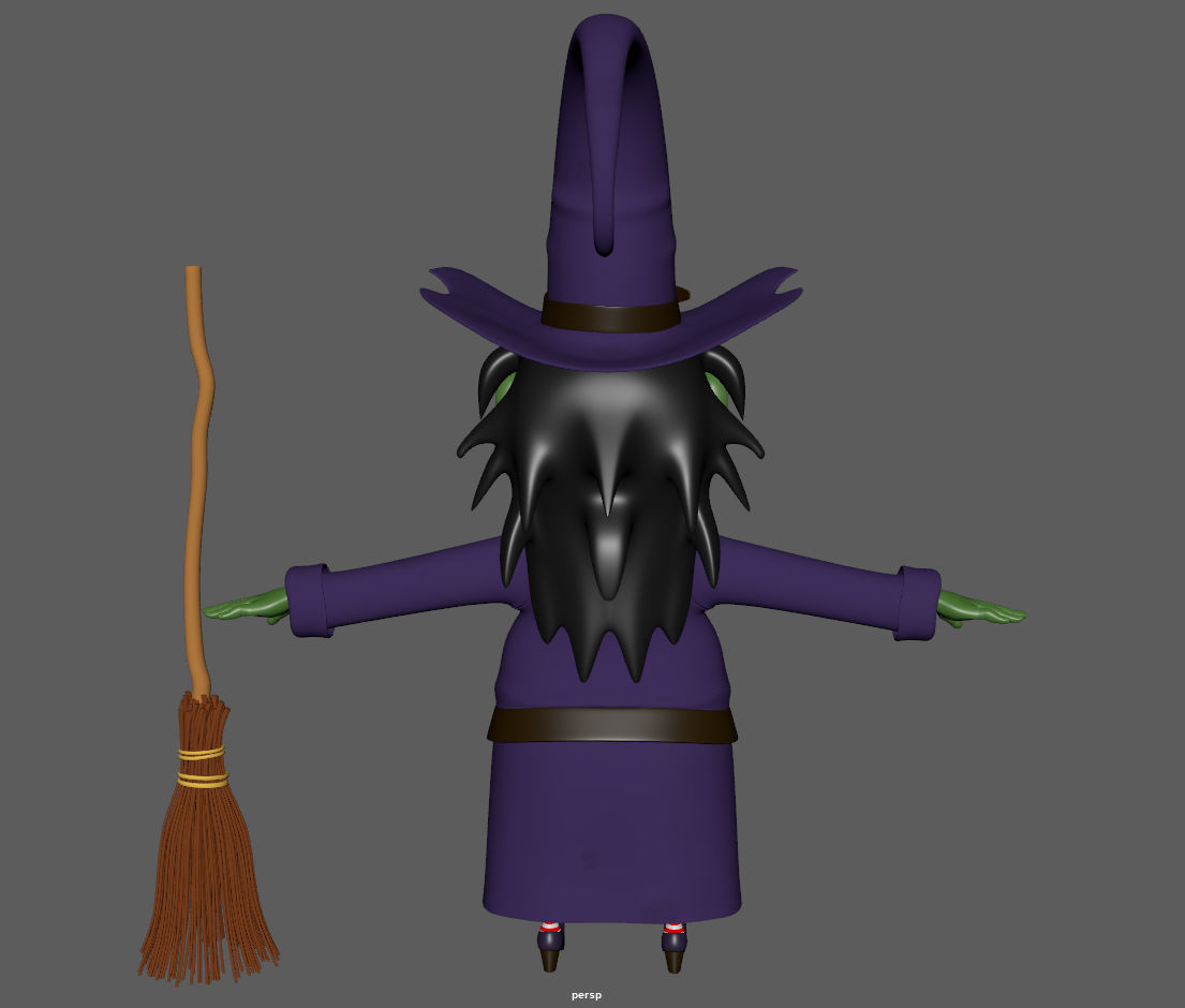 Witch with broom 3D model_16