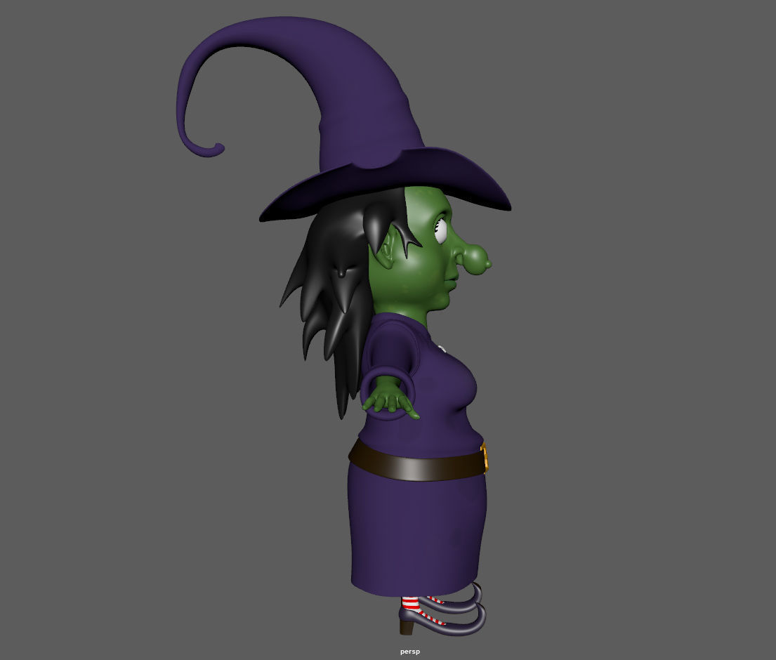 Witch with broom 3D model_12
