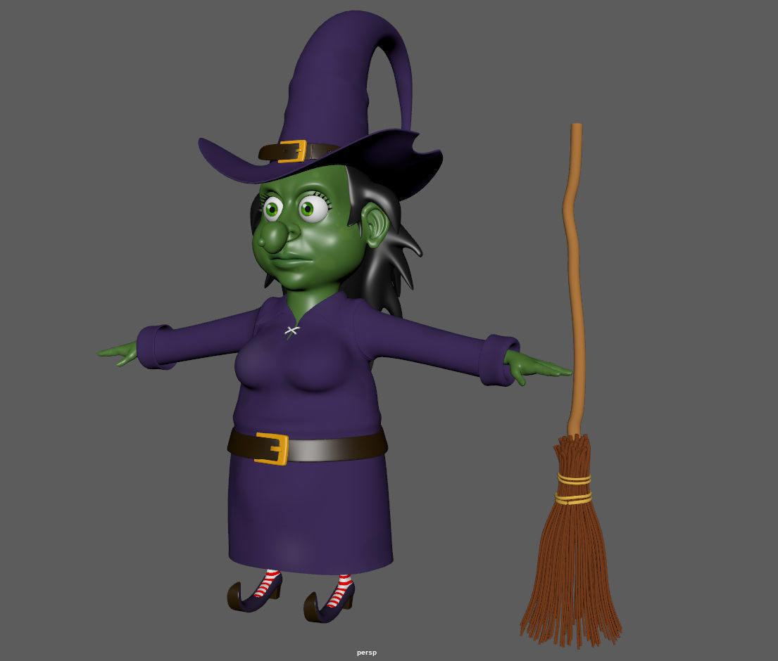 Witch with broom 3D model_13