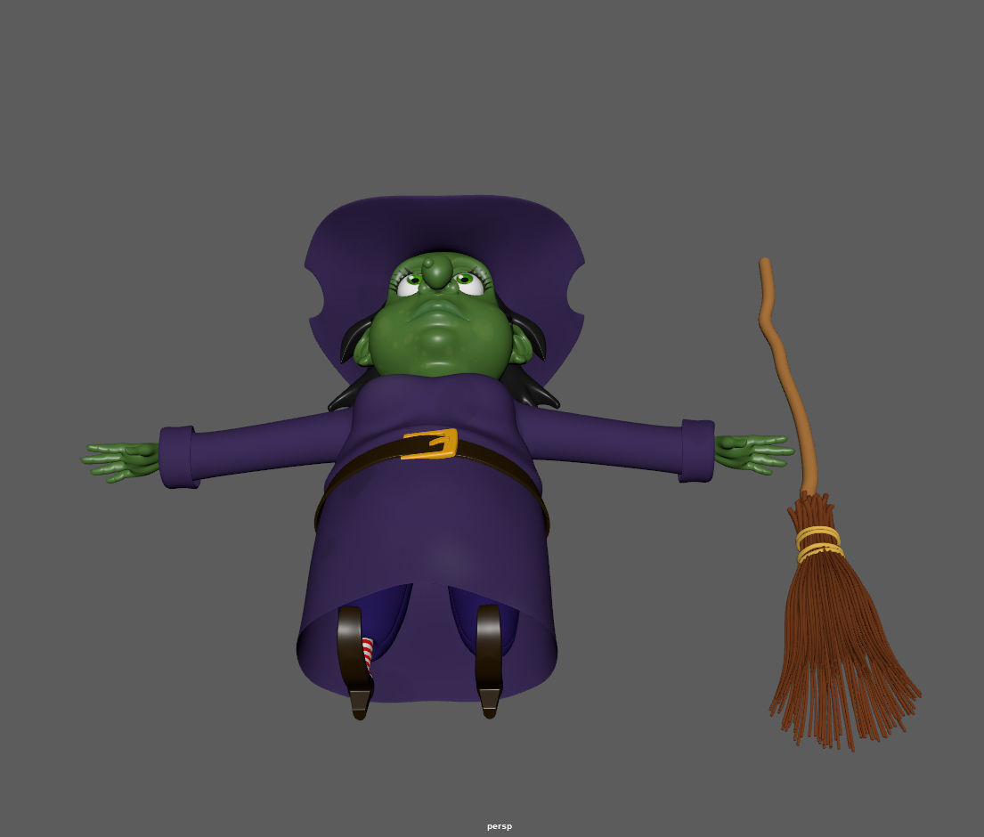 Witch with broom 3D model_14