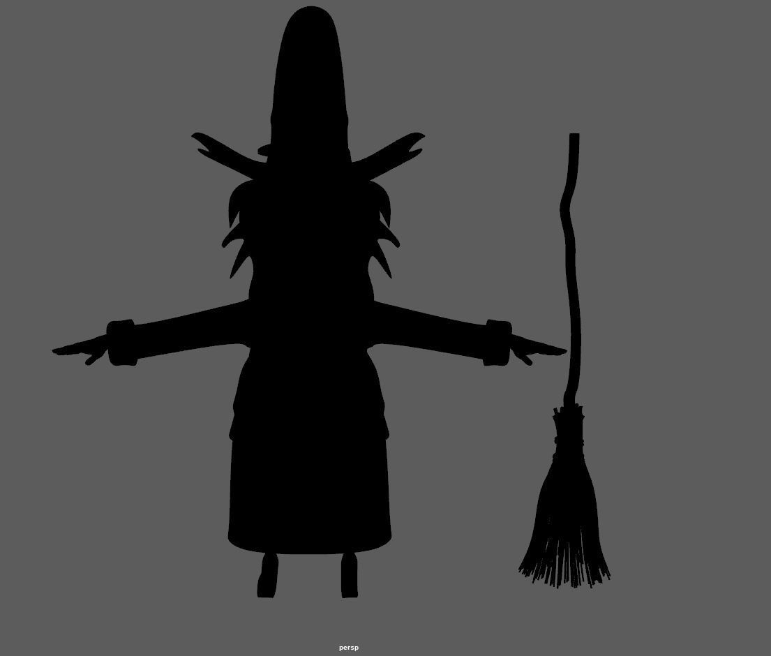Witch with broom 3D model_29