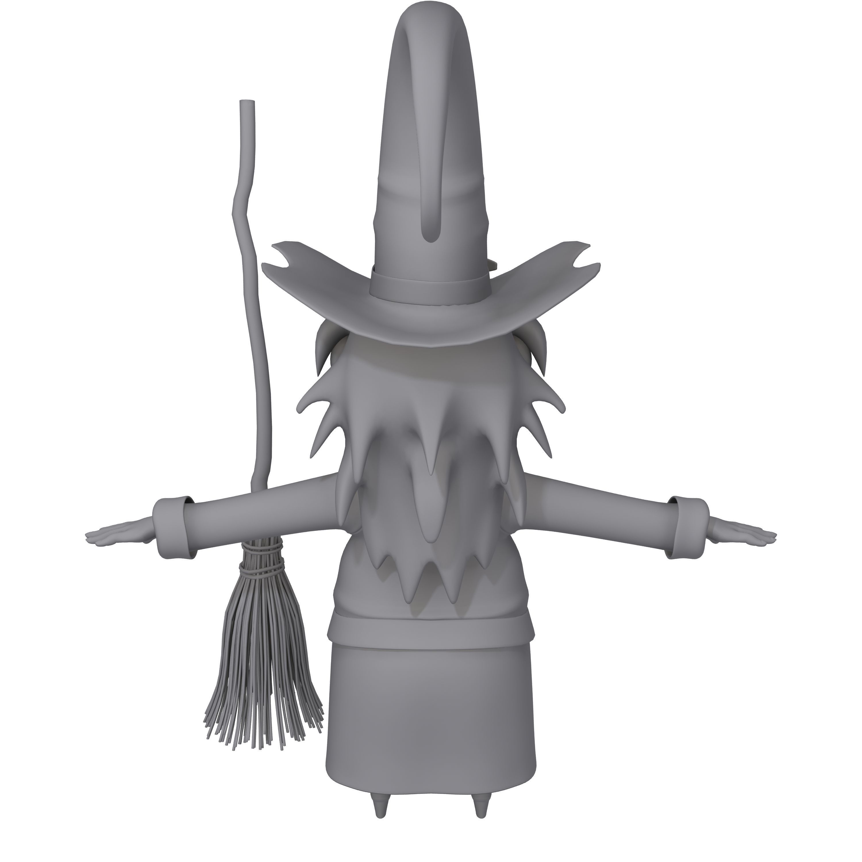 Witch with broom 3D model_10