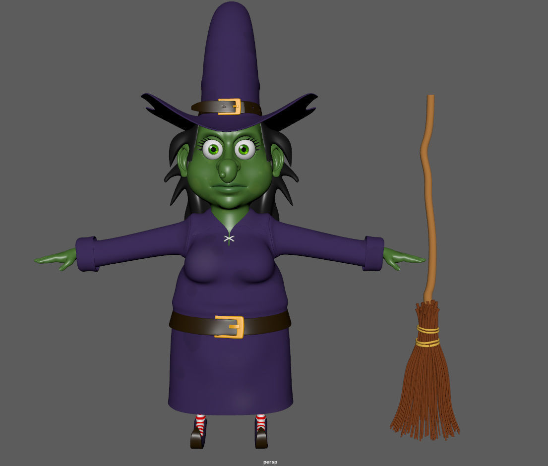 Witch with broom 3D model_11