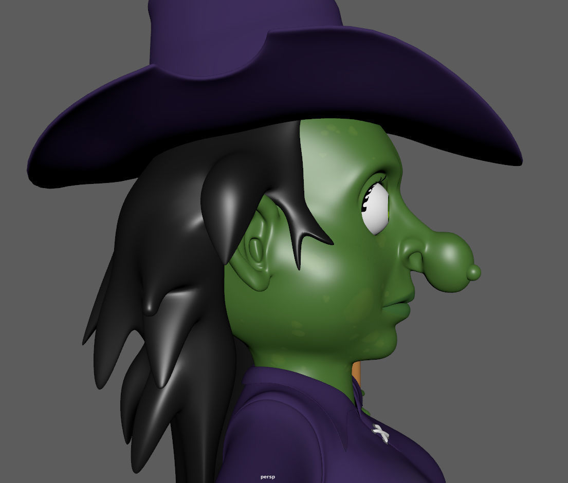 Witch with broom 3D model_21