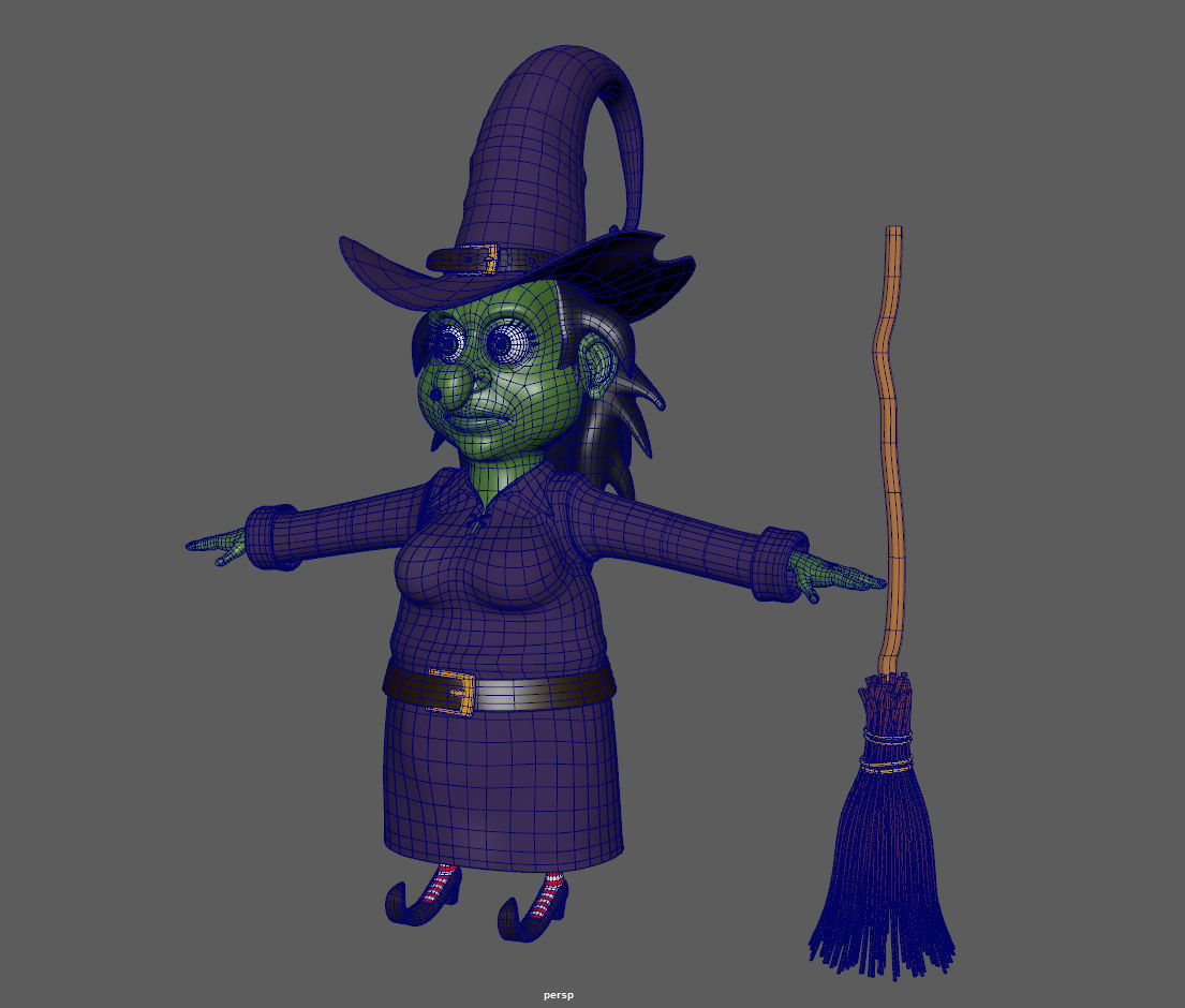 Witch with broom 3D model_17