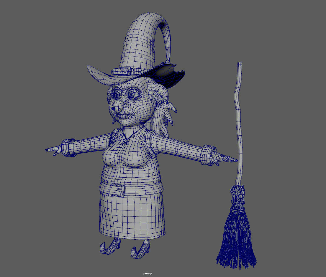 Witch with broom 3D model_18