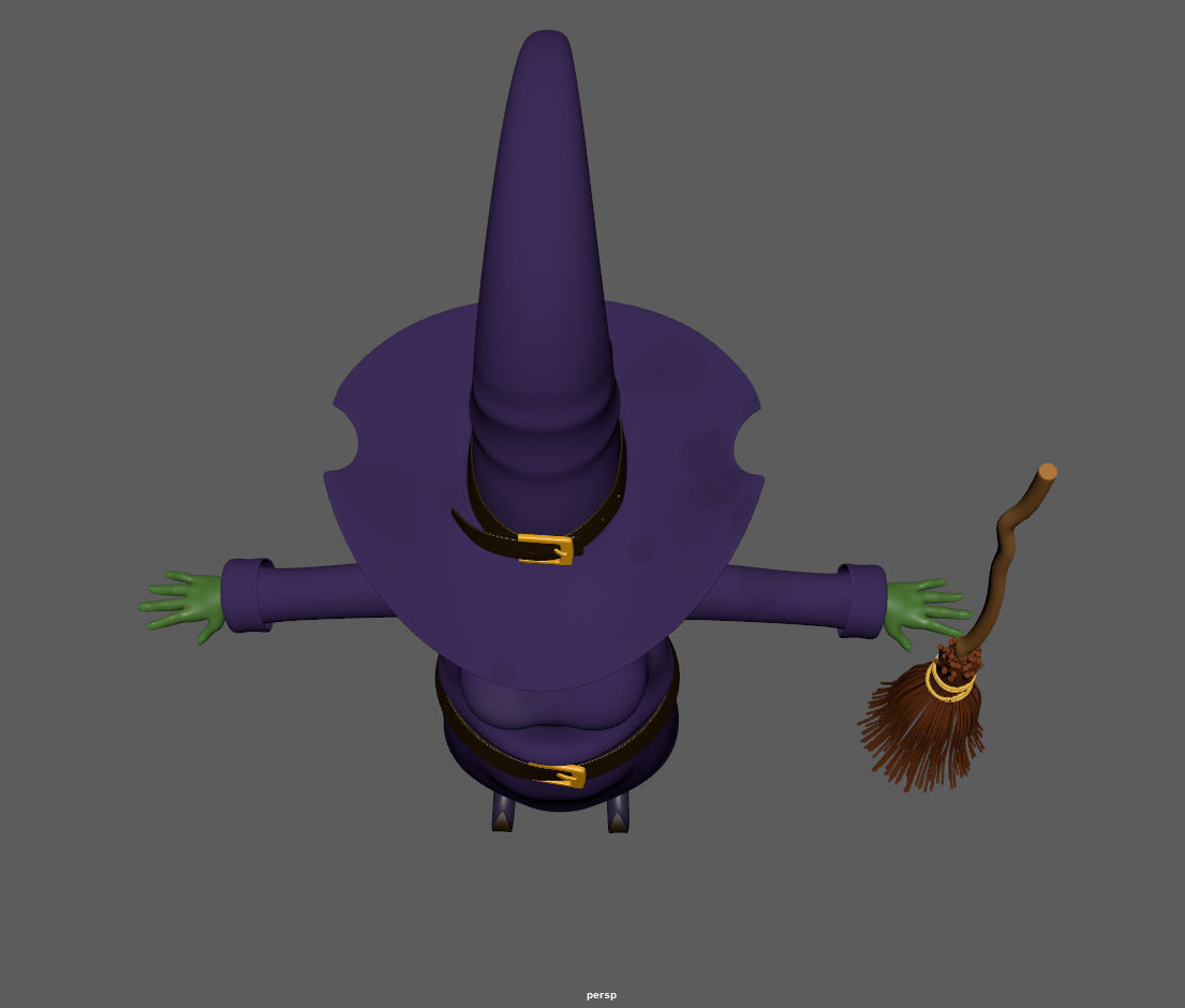 Witch with broom 3D model_15