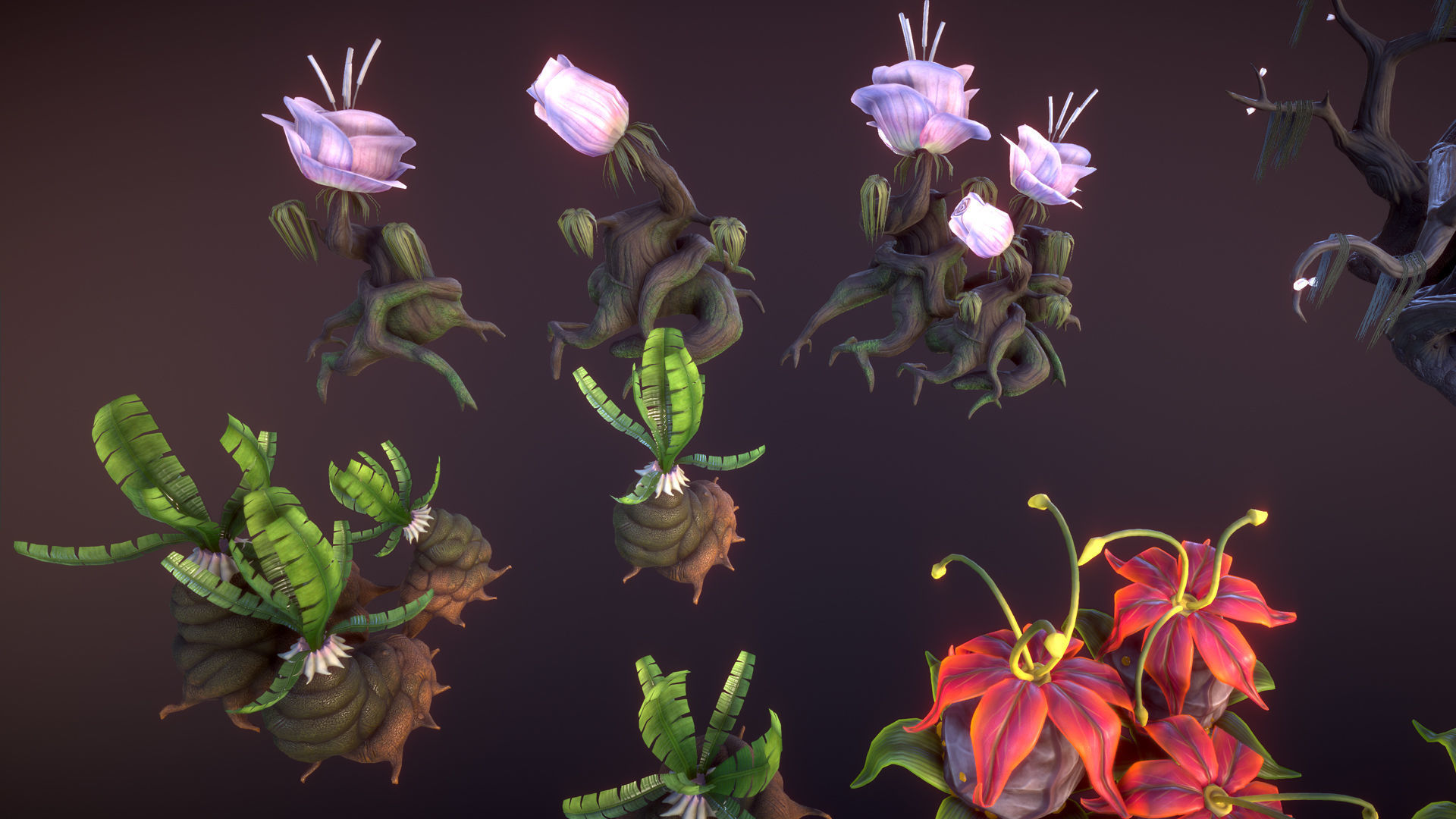 Fantasy plants 3 Low-poly 3D model_4
